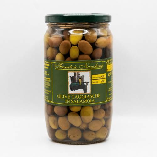 OLIVE TAGGIASCHE IN SALAMOIA CONFEZIONE DA 700 GR. IN VASETTO